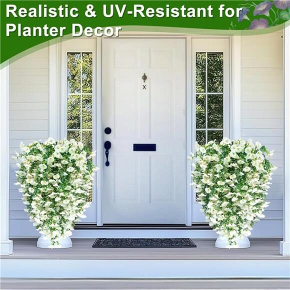 4PCS Artificial Fake Hanging Flowers Plants for Outdoors, Summer Faux Petunias - Picture 3 of 7